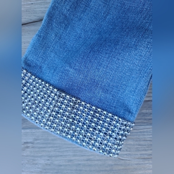 Abercrombie Y2K Bandana Patch Sequin Hem Jeans Upcycled - Picture 6 of 10